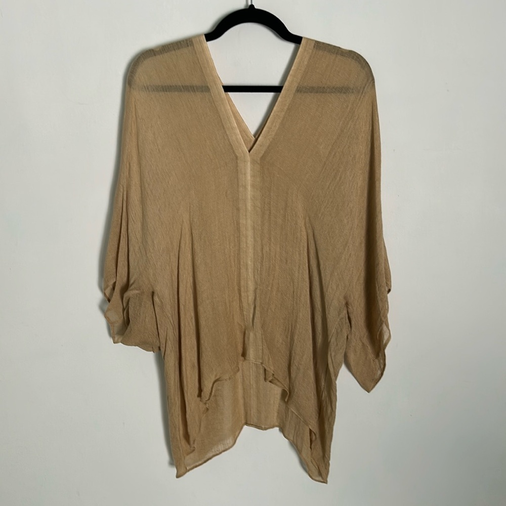 Love Quotes One Size Tunic, Blouse, Cover-Up;  Linen Blend "Safari, Tan, Sand" - Picture 3 of 11